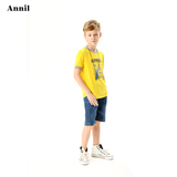安奈儿男童装夏季款圆领短袖T恤针织衫AB421350 正品