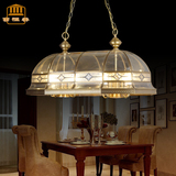 R全铜复古美式餐厅吊灯家装玻璃铜质长形餐吊灯欧式古典焊锡铜灯