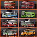 双层公交车合金语音巴士面包校车汽车模型公共汽车儿童玩具车声光