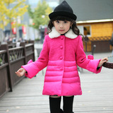 16新款时尚韩版女童中大童冬季舒适可爱毛呢棉衣外套反季清仓