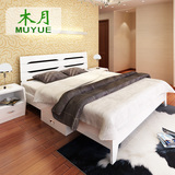 木月家具简约现代板式床大床1.2米 1.5米1.8m 抽屉收纳储物双人床