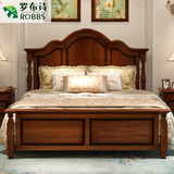 罗布诗 全实木床 美式乡村桦木欧式双人床1.8米高箱储物床家具