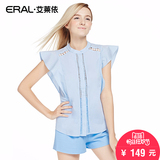 艾莱依韩版立领2016夏装新款衬衫短袖修身女士上衣ERAL31030-EXAB