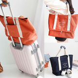 旅行收纳袋折叠购物袋韩国便携单肩手提旅行帆布包可套拉杆行李箱