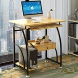 70cm家用办公台式电脑桌带锁抽屉斗简单铁架木板组装工作台短书桌