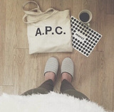 【天天特价】日单 A.P.C 帆布 购物袋 单肩包apc包包 印花字母