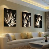 客厅装饰画 沙发背景墙三联挂画 金色年华无框画抽象花卉单幅欧式