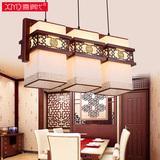 中式吊灯餐厅茶楼LED古典雕花复古仿羊皮酒楼书房木艺三头吊灯具