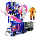机器人模型六一男孩玩具礼物变形玩具金刚电影4擎天柱带车厢汽车