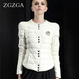 ZGZGA通勤复古耸肩公主袖奶白色时尚修身绵羊皮真皮皮衣女装Z2030