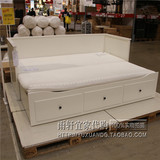 正品宜家代购汉尼斯坐卧两用床框架带3抽屉白色