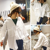 街头韩版女式棉麻衬衫BF风薄款学生长袖衬衣防嗮开衫外套文艺范潮