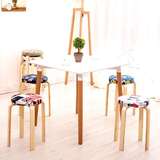 实木餐椅简约餐厅椅田园风圆凳椅子时尚软包木凳子创意木头小凳子