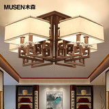新中式吸顶灯 现代LED客厅灯铁艺温馨卧室灯复古餐厅书房水晶灯具