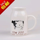 创意可爱咖啡牛奶马克水杯白色奶牛450ML大容量微波牛奶早餐奶茶