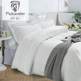 保罗骑士 韩式白色四件套 床上用品纯棉纯色床单简约欧式蕾丝公主