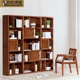 实木书柜大小书柜自由组合北欧现代简约储物柜实木书柜书架带门