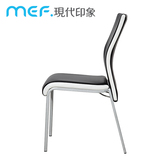 MEF 餐椅简约现代时尚皮餐桌椅 人体工程学书房椅 黑白色靠背椅子