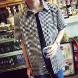 2016夏季新款格子衬衫男士GXG2000薄款短袖修身型青春潮男装衬衫