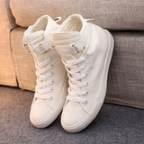 春季新款韩版潮流高帮帆布鞋透气休闲男鞋子运动板鞋学生白色球鞋