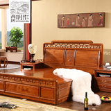高居明作缅甸花梨红木家具床大果紫檀中式实木床古典红木床卧室床