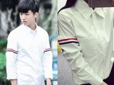 tfboys同款衣服王俊凯春夏学院风长袖衬衫学生男女情侣装白色衬衣