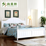 全实木床 韩式公主床欧式现代简约双人松木1.8m1.5米床白色实木床