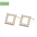 韩国正品专柜iGOLD 14K黄金 方形锆石耳钉女款 送礼物