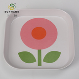 sunhand三恒密胺餐具方形托盘果盘创意点心盘彩色盘子家用塑料盘