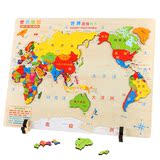 版早教益智世界名画儿童玩具质积木中国地图拼图立体拼激光雕刻木