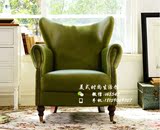 美式乡村皮艺沙发椅法式复古做旧单人沙发椅北欧简约沙发客厅家具