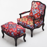 复古单人创意椅子欧式仿古客厅小户型美式乡村地中海 实木沙发