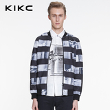 kikc2016秋季新款男士修身青年外套 英伦印花棒球飞行夹克男 潮