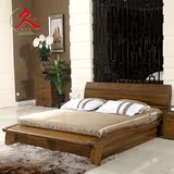 南美黄金胡桃木床 全实木床 1.51.8米双人床 现代新中式实木家具