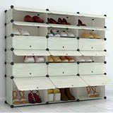 韩式简易简约现代多层防尘组合塑料鞋架宜家拆装收纳仿实木纹鞋柜