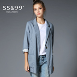 SS＆99韩版夏季上衣薄款休闲宽松中长款九分袖一粒扣小西装女外套
