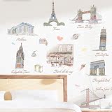 欧式浪漫卧室床头墙贴纸 可移除客厅背景装饰相框照片贴画 欧洲游