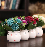 彩色球菊仿真植物盆栽陶瓷摆件 仿真花假花客厅装饰摆件干花菊花