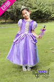 紫色公主礼服六一儿童幼儿园乐佩迪士尼生日表演出短袖连衣长裙