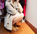 2015秋冬新款 韩版百搭羊羔毛超美双排扣甜美公主中长款外套 女