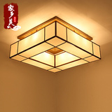 新中式吸顶灯长方形LED客厅灯具现代简约卧室餐厅灯仿古茶楼布艺