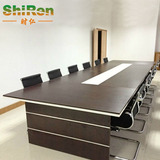 时仁办公家具 简约时尚会议桌椅组合 板式黑浮雕现代小会客桌特价