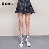 E－World/衣－我的2016春季新款女装百搭半身A字裙牛仔短裙W2102