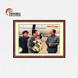 毛泽东主席周恩来总理朱德委员长 中式客厅实木框照片装饰画