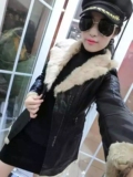 2015冬季新款皮衣女修身中长款皮衣韩版PU皮真毛领长袖女皮衣外套