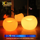 夕彩 LED发光苹果凳子 塑料休闲椅沙发小圆凳子 时尚欧式发光家具
