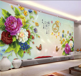 最新款3D5D印花客厅大幅贴钻十字绣花开富贵牡丹家和万事兴钻石画
