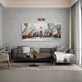 大幅横版装饰画油画客厅风景无框沙发背景墙画玄关挂画城市抽象画