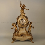 露菲亚 欧式古典奢华会所装饰摆件台钟陶瓷配铜创意座钟别墅软装