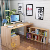 简易电脑桌 台式书桌 家用写字台 书柜书架组合简约笔记本办公桌